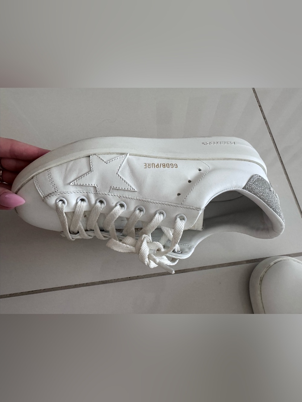 Golden Goose White Leather Star Low-Top Sneaker with Silver Heel Tab - Picture 8 of 10